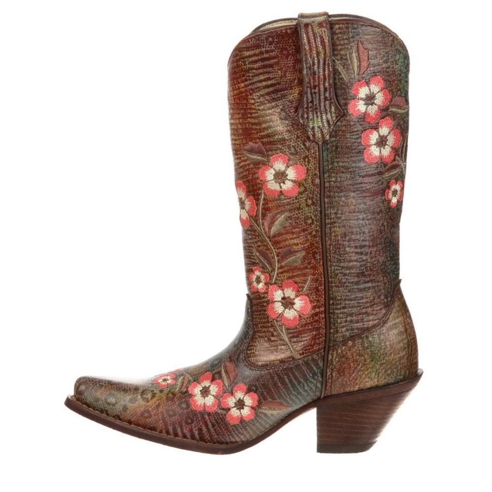 Durango Brown Floral Heeled Boots